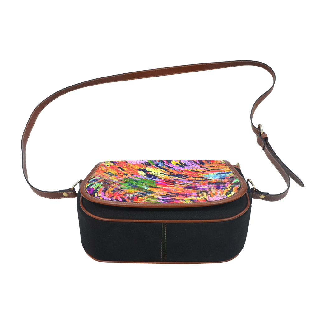 Colorful Chaos Puzzle by Popart Lover Saddle Bag/Small (Model 1649)(Flap Customization)