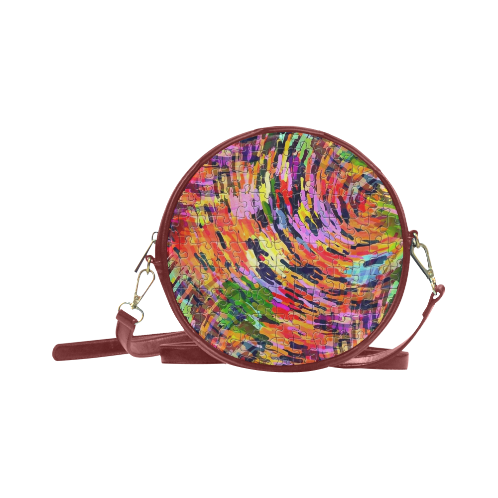 Colorful Chaos Puzzle by Popart Lover Round Sling Bag (Model 1647)
