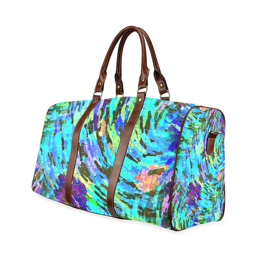 Blue Chaos Puzzle by Popart Lover Waterproof Travel Bag/Large (Model 1639)