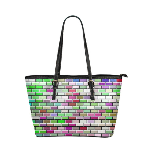 Modern Bricks H by JamColors Leather Tote Bag/Large (Model 1651)