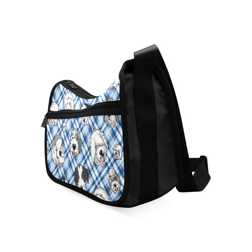 full blue and white plaid sheepie heads Crossbody Bags (Model 1616)