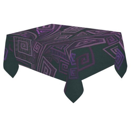 Psychedelic 3D Square Spirals - purple Cotton Linen Tablecloth 60"x 84"