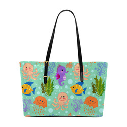 Octopus Sea Horse Jellyfish Seaweed Coral Euramerican Tote Bag/Large (Model 1656)