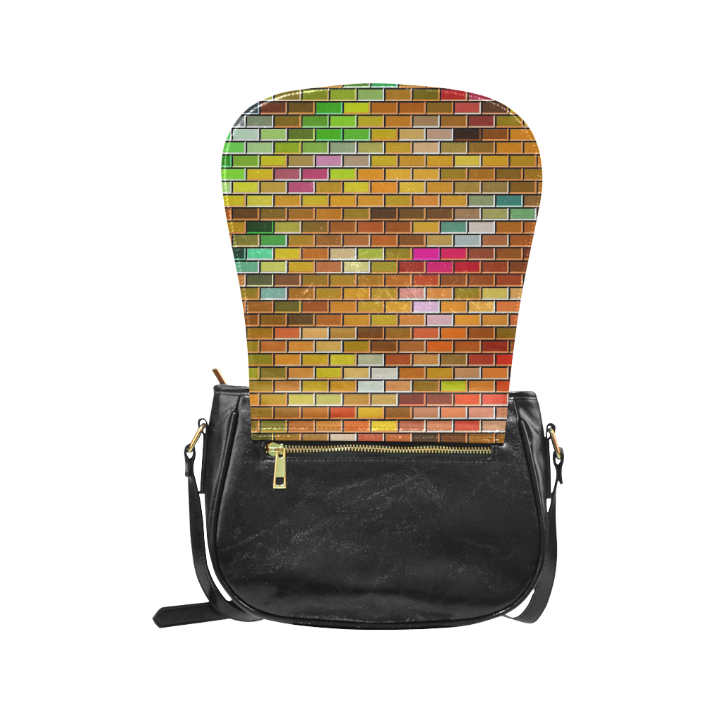 Modern Bricks D by JamColors Classic Saddle Bag/Small (Model 1648)