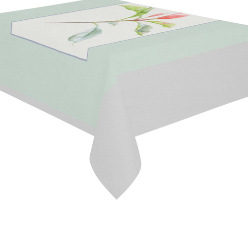 3 colors leaves in frame red blue green. Floral Cotton Linen Tablecloth 60"x 84"