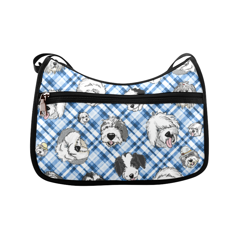 full blue and white plaid sheepie heads Crossbody Bags (Model 1616)