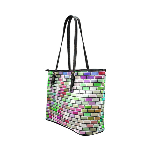 Modern Bricks H by JamColors Leather Tote Bag/Large (Model 1651)