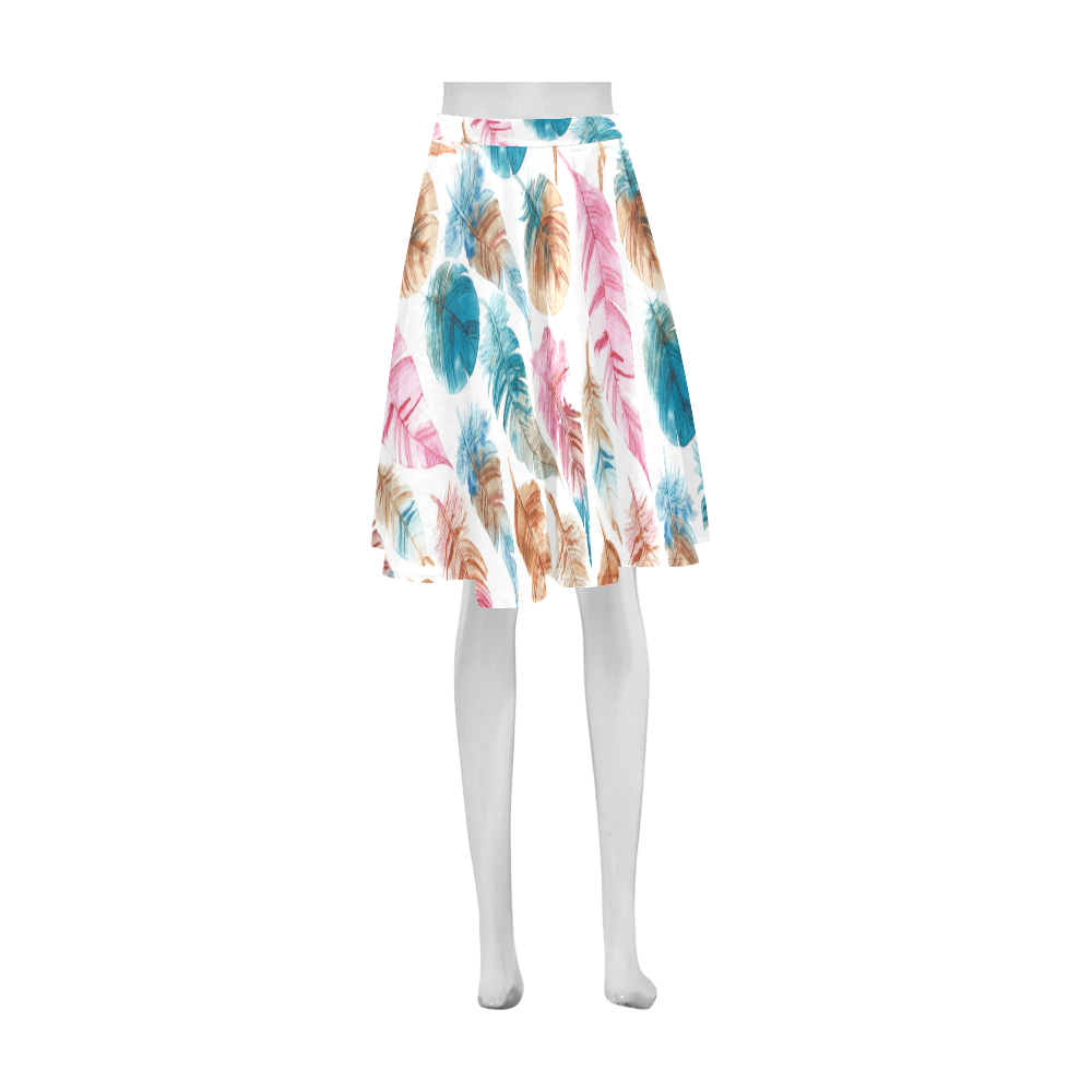 Colorful Boho Feathers Athena Women's Short Skirt (Model D15)