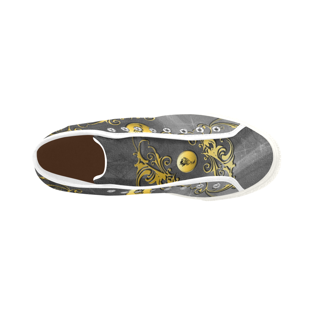 Tribal dragon on yellow button Vancouver H Men's Canvas Shoes (1013-1)