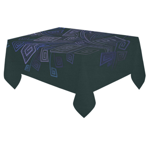 Psychedelic 3D Square Spirals - blue and purple Cotton Linen Tablecloth 60"x 84"