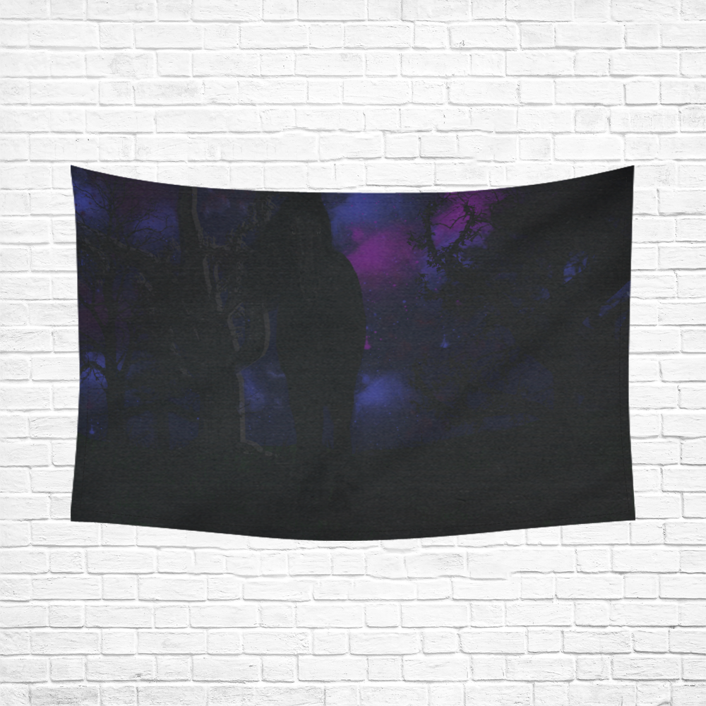 horse at night1 Cotton Linen Wall Tapestry 90"x 60"