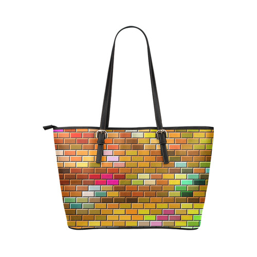 Modern Bricks D by JamColors Leather Tote Bag/Large (Model 1651)