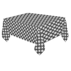 Psychedelic circles, black and white vintage pattern style Cotton Linen Tablecloth 60"x 84"