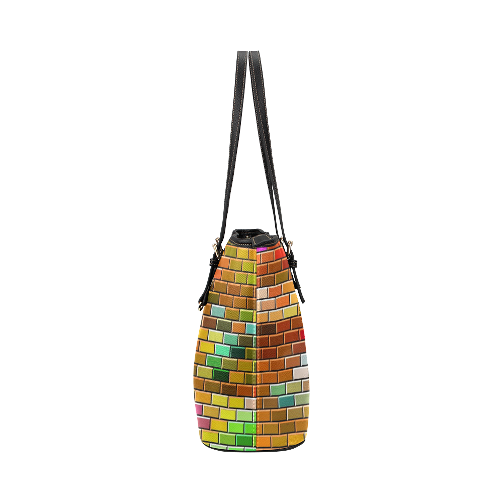 Modern Bricks D by JamColors Leather Tote Bag/Large (Model 1651)