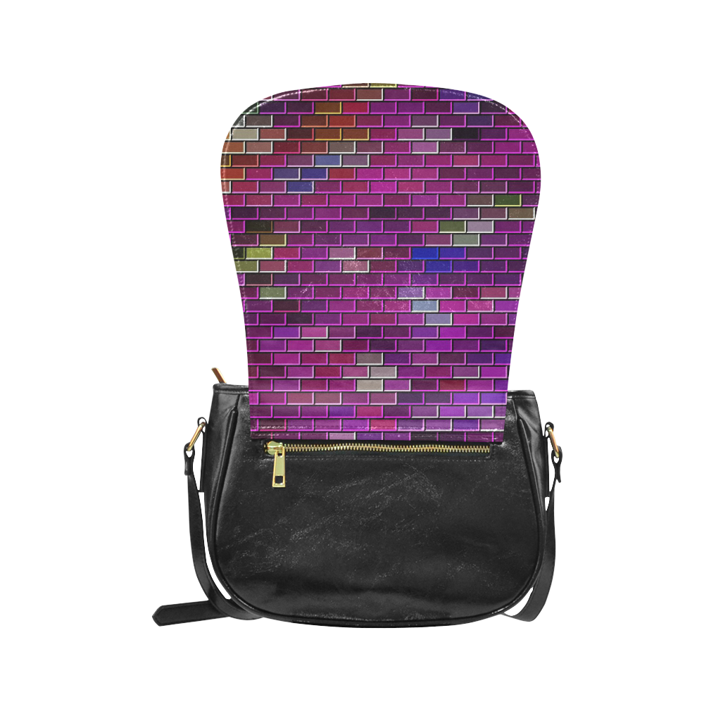 Modern Bricks A by JamColors Classic Saddle Bag/Small (Model 1648)