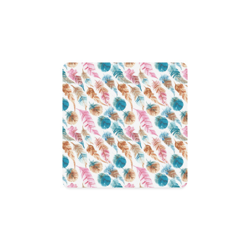 Colorful Boho Feathers Square Coaster