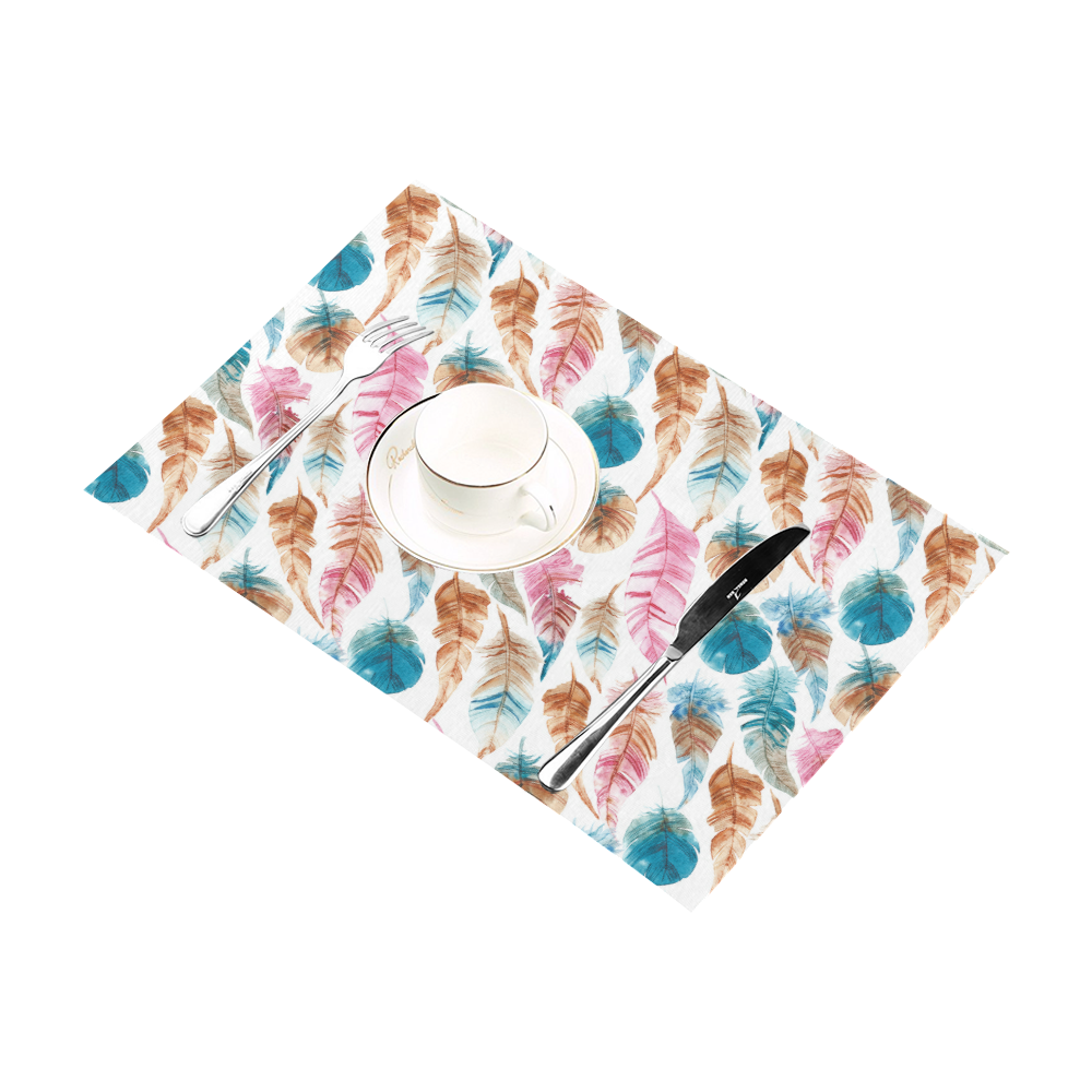 Colorful Boho Feathers Placemat 12’’ x 18’’ (Set of 6)