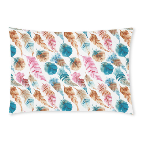 Colorful Boho Feathers Custom Rectangle Pillow Case 20x30 (One Side)