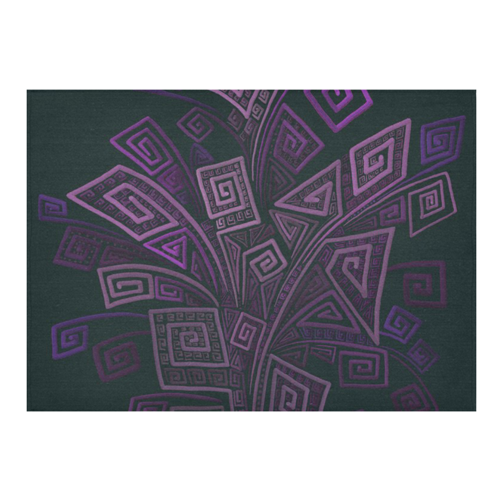 Psychedelic 3D Square Spirals - purple Cotton Linen Tablecloth 60"x 84"