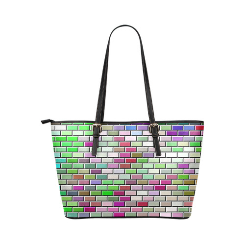 Modern Bricks H by JamColors Leather Tote Bag/Large (Model 1651)