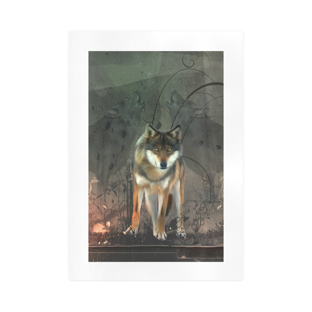 Amazing wolf in the night Art Print 16‘’x23‘’
