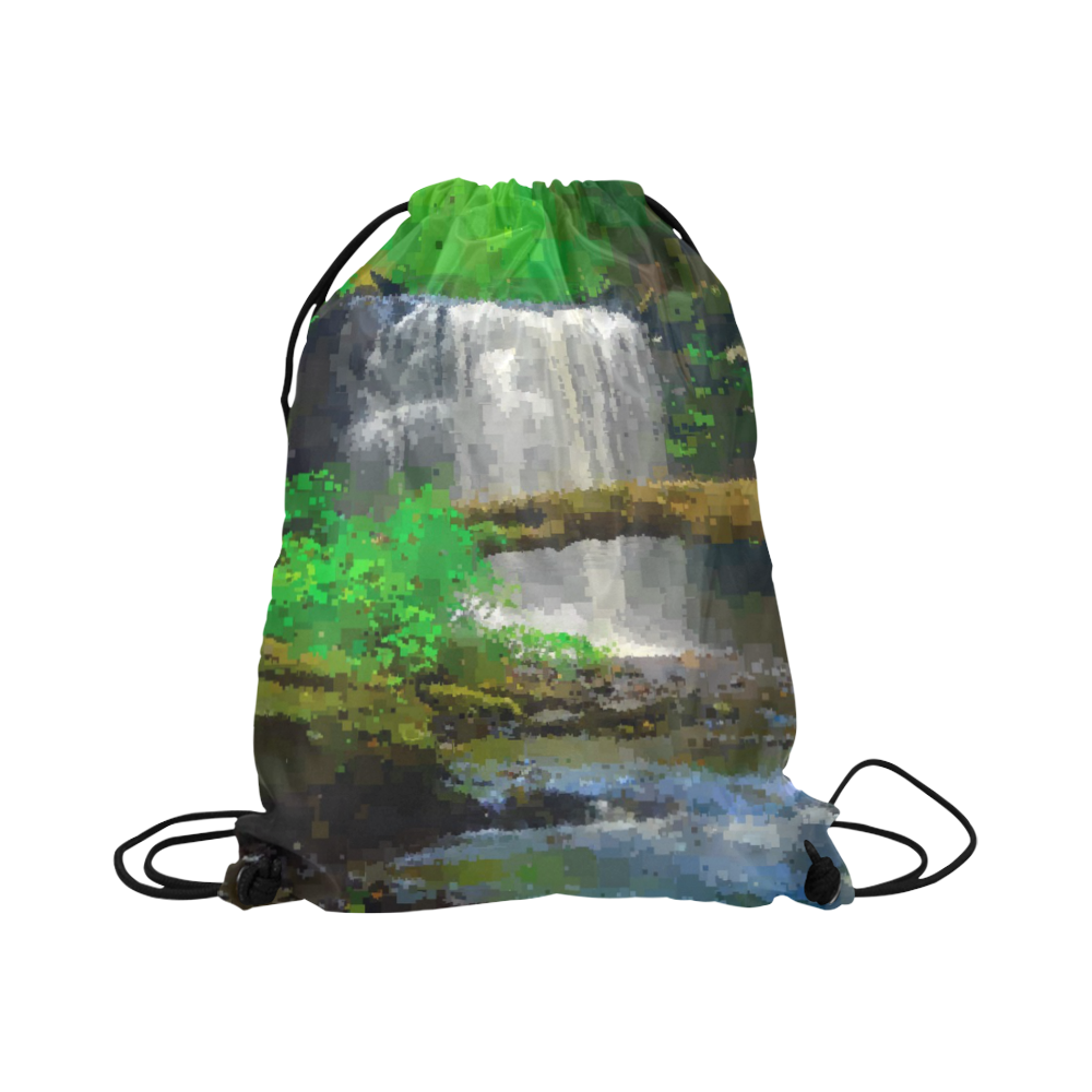 Peaceful Pixel Waterfall Large Drawstring Bag Model 1604 (Twin Sides)  16.5"(W) * 19.3"(H)