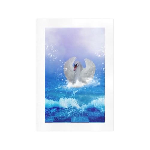 Swimmong swan Art Print 13‘’x19‘’