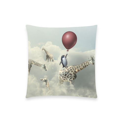 Four Giraffes and Penguin Custom  Pillow Case 18"x18" (one side) No Zipper