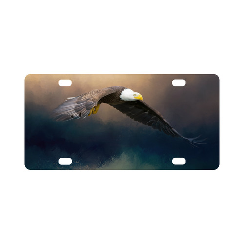 Painting flying american bald eagle Classic License Plate