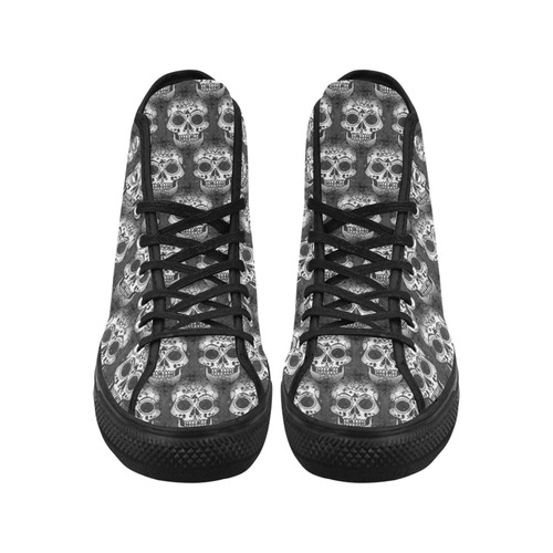 new skull allover pattern 2 by JamColors Vancouver H Women's Canvas Shoes (1013-1)