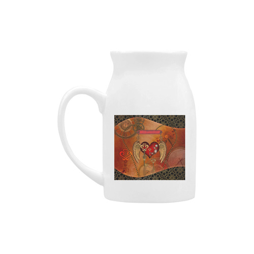 Steampunk, wonderful heart with wings Milk Cup (Large) 450ml