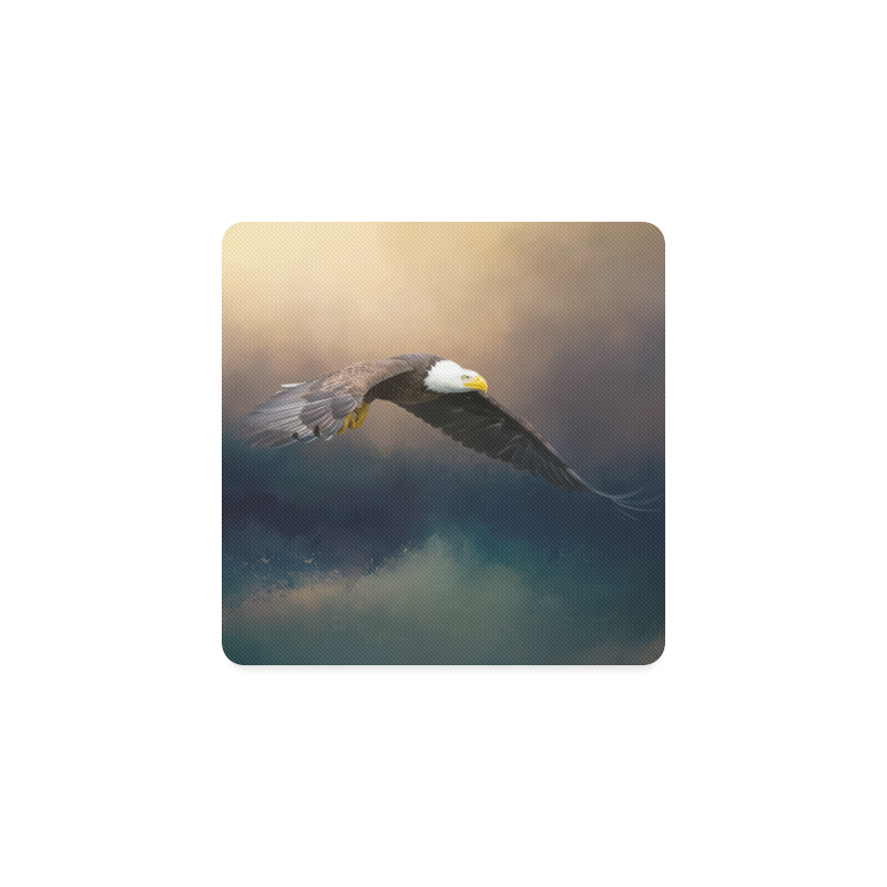 Painting flying american bald eagle Square Coaster