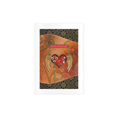Steampunk, wonderful heart with wings Art Print 7‘’x10‘’