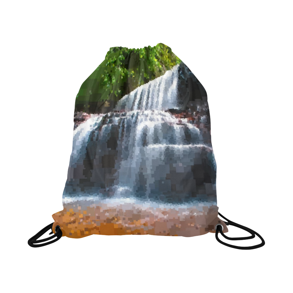 Pixel Waterfall Large Drawstring Bag Model 1604 (Twin Sides)  16.5"(W) * 19.3"(H)