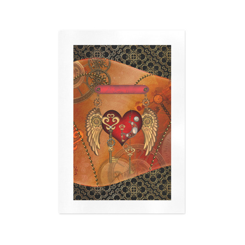 Steampunk, wonderful heart with wings Art Print 13‘’x19‘’
