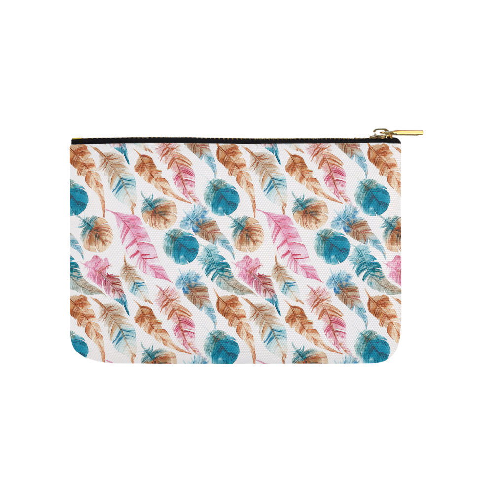Colorful Boho Feathers Carry-All Pouch 9.5''x6''