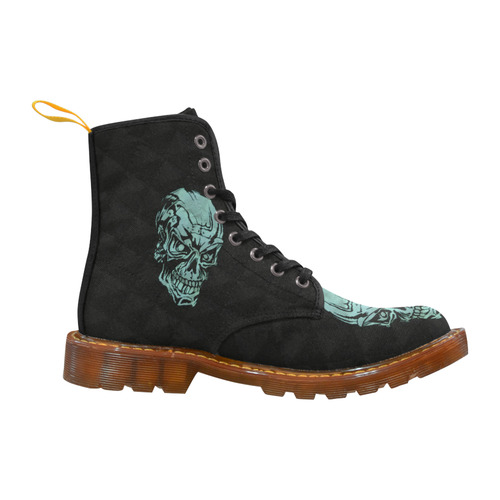 skull on Quilt,aqua Martin Boots For Women Model 1203H