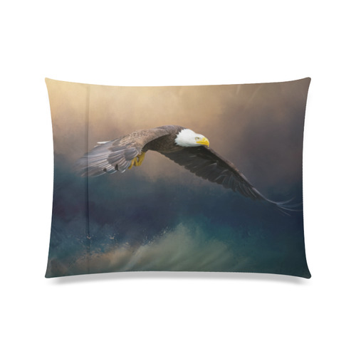 Painting flying american bald eagle Custom Zippered Pillow Case 20"x26"(Twin Sides)