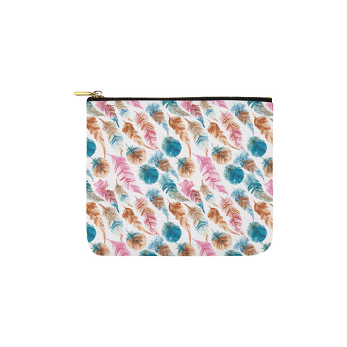 Colorful Boho Feathers Carry-All Pouch 6''x5''