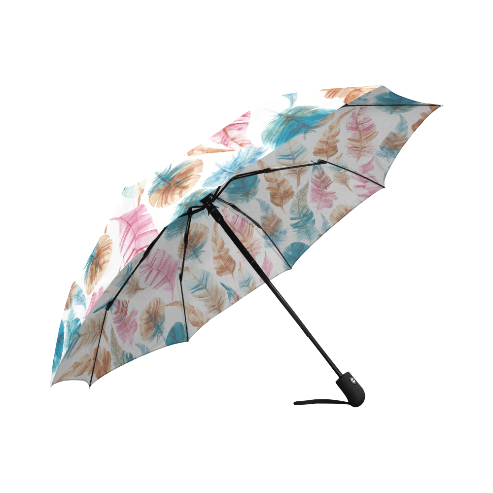 Colorful Boho Feathers Auto-Foldable Umbrella (Model U04)