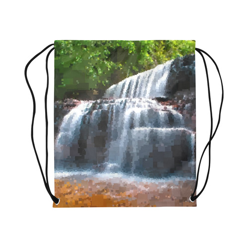 Pixel Waterfall Large Drawstring Bag Model 1604 (Twin Sides)  16.5"(W) * 19.3"(H)