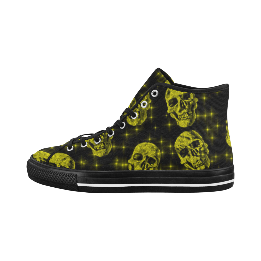 sparkling glitter skulls yellow by JamColors Vancouver H Men's Canvas Shoes/Large (1013-1)