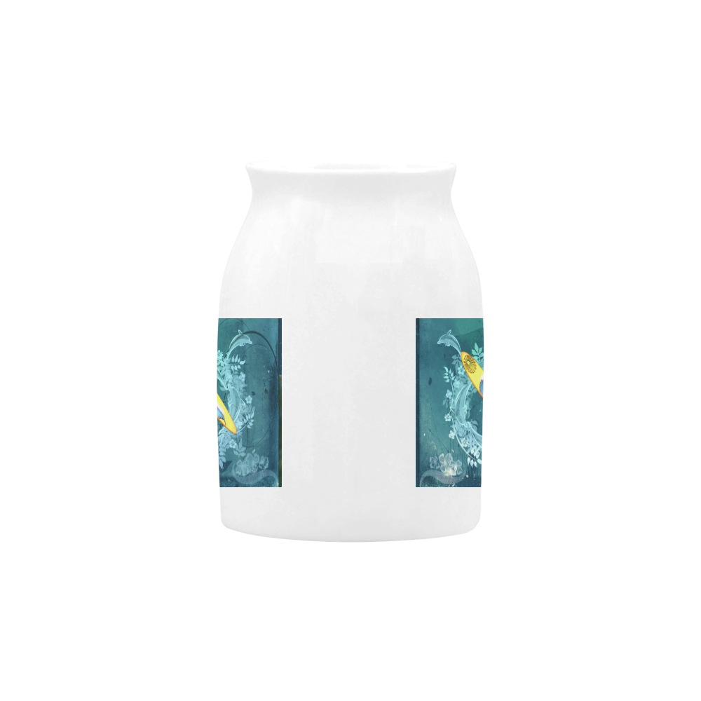 Sport, surfboard with dolphin Milk Cup (Small) 300ml