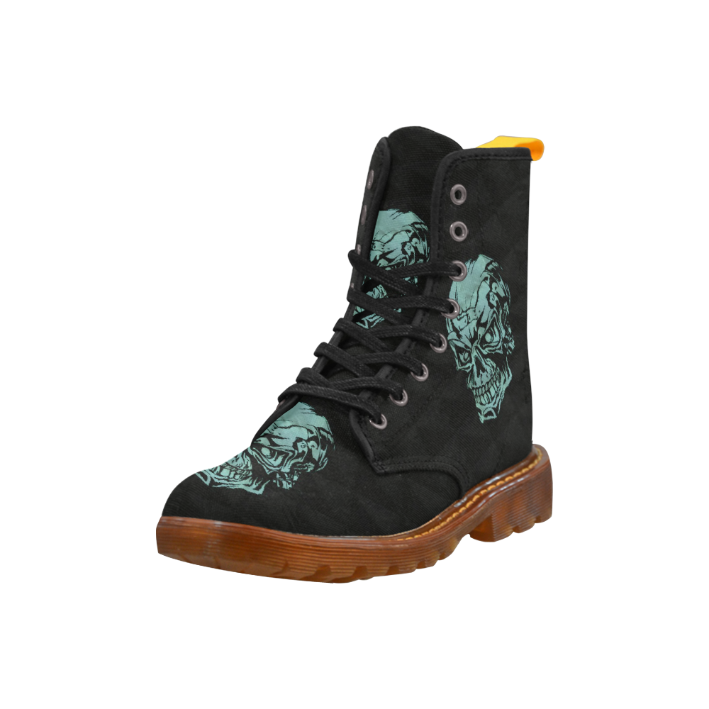 skull on Quilt,aqua Martin Boots For Women Model 1203H