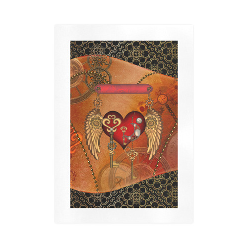 Steampunk, wonderful heart with wings Art Print 16‘’x23‘’