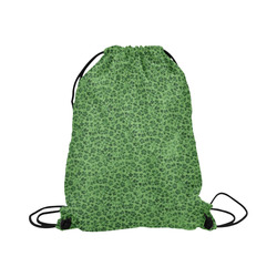 Vintage Flowers Ivy Green Large Drawstring Bag Model 1604 (Twin Sides)  16.5"(W) * 19.3"(H)