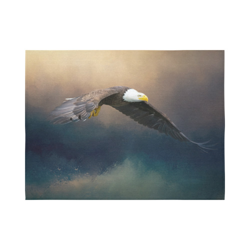 Painting flying american bald eagle Cotton Linen Wall Tapestry 80"x 60"