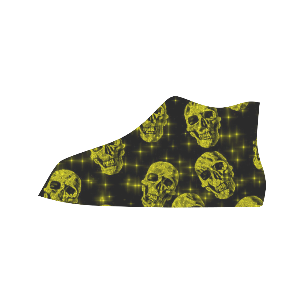 sparkling glitter skulls yellow by JamColors Vancouver H Men's Canvas Shoes/Large (1013-1)