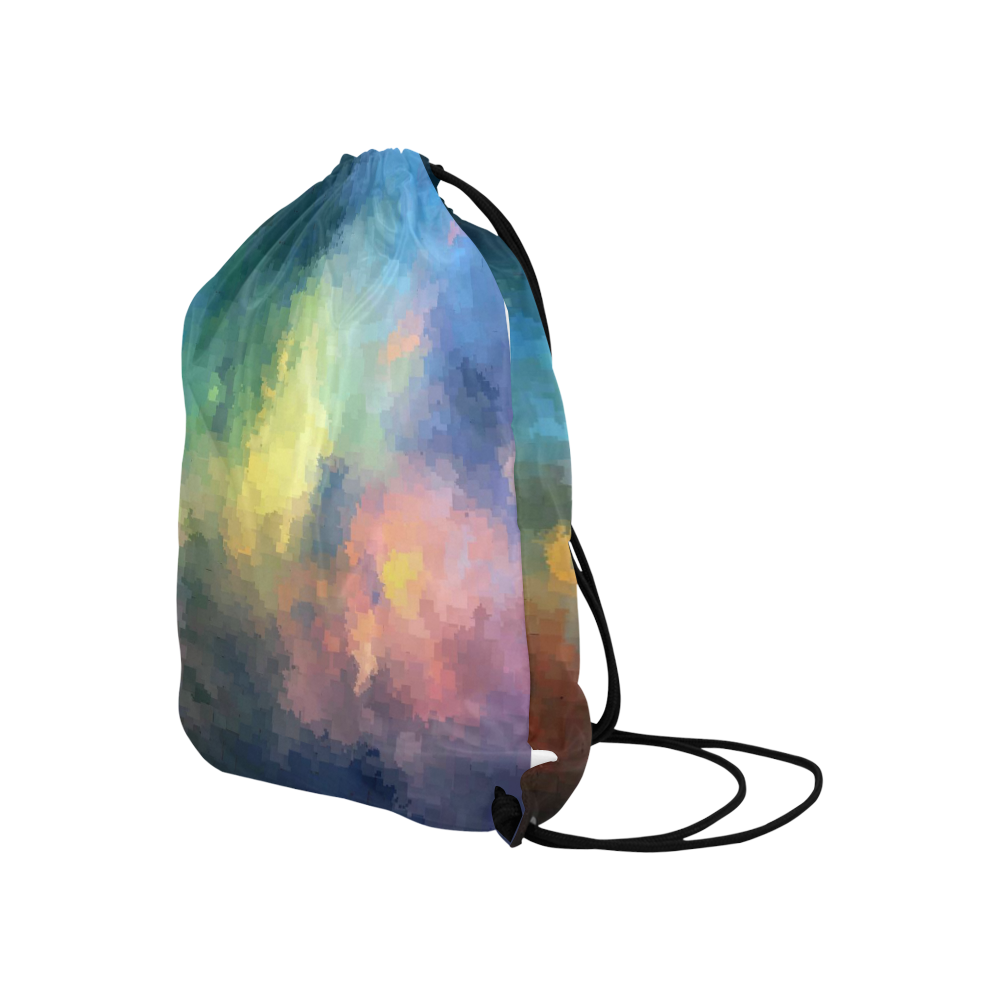 Rainbow Pixel Large Drawstring Bag Model 1604 (Twin Sides)  16.5"(W) * 19.3"(H)