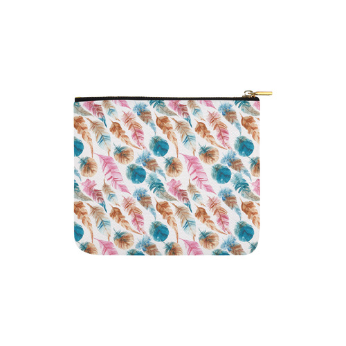 Colorful Boho Feathers Carry-All Pouch 6''x5''